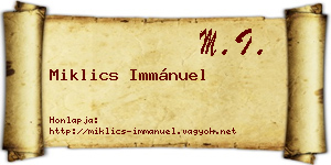 Miklics Immánuel névjegykártya