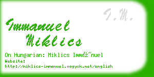 immanuel miklics business card